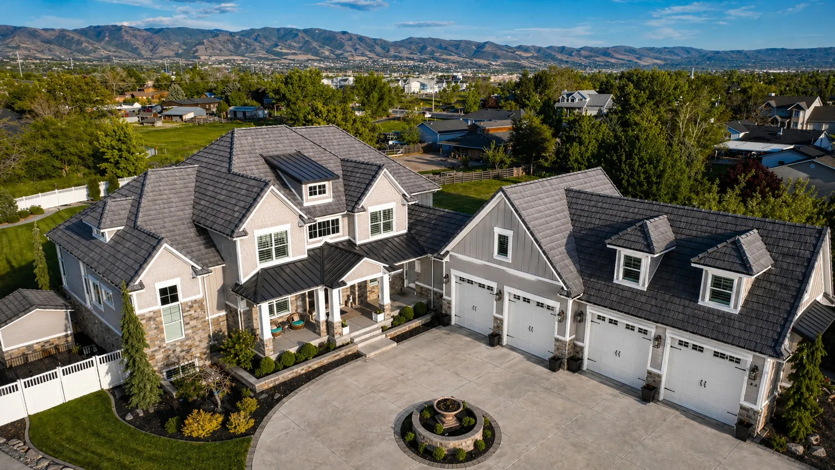 Mountain Manor — A 7,300 SF custom residence in Kaysville with indoor-outdoor living built around a pool and sports court.